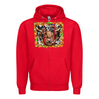 Red highland cow Zipper Hoodie - JahusDesignShop