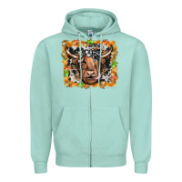 Seafoam highland cow Zipper Hoodie - JahusDesignShop