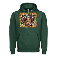 Sports Green highland cow Zipper Hoodie - JahusDesignShop