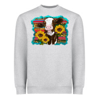 Heather Grey western cow sunflowers serape leopard Heavyweight Sweatshirt - RanaPortraitStore