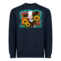 Navy western cow sunflowers serape leopard Heavyweight Sweatshirt - RanaPortraitStore