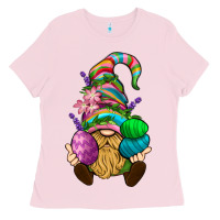 Bubblegum Pink Easter Holding Eggs Gnome Ladies Tee - BundleAndBundleShop