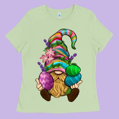 Easter Holding Eggs Gnome Ladies Tee Designed By Bundleandbundleshop