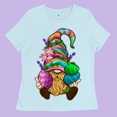 Easter Holding Eggs Gnome Ladies Tee Designed By Bundleandbundleshop