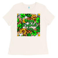 Bone Happy St. Patrick's Day pattern digital paper Ladies Tee - BundleAndBundleShop