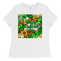 Happy St. Patrick's Day Pattern Digital Paper Ladies Tee | Teevron