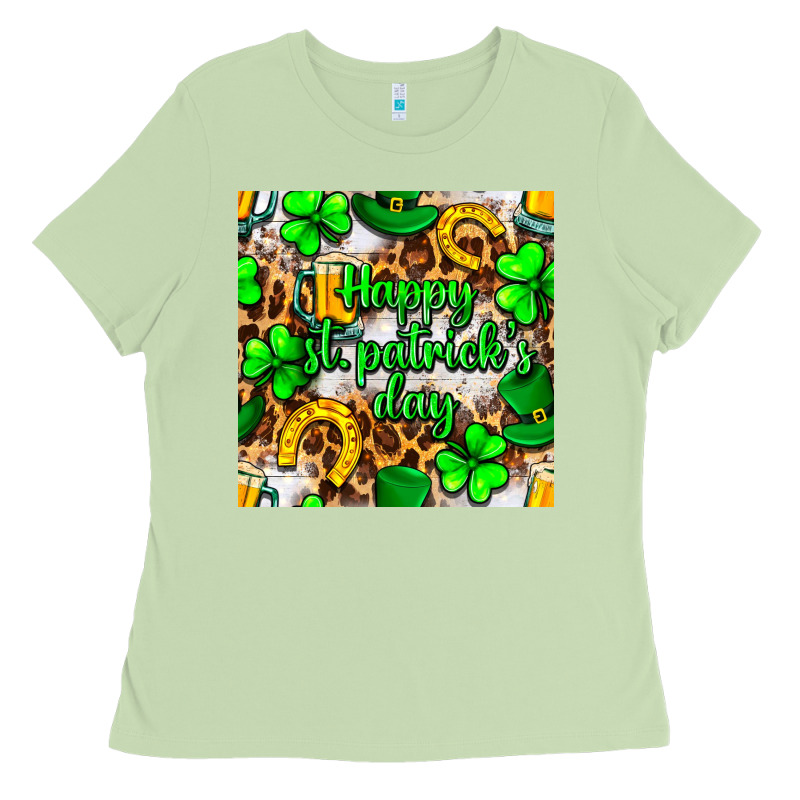 Happy St. Patrick's Day Pattern Digital Paper Ladies Tee by BundleAndBundleShop | Teevron