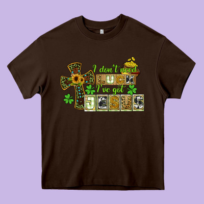 I Dont Need Luck Ive Got Jesus Heavy Core Tee Designed By Cowgirlartshop