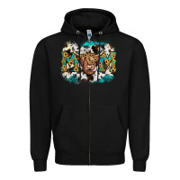 Black highland cow mom Zipper Hoodie - JahusDesignShop