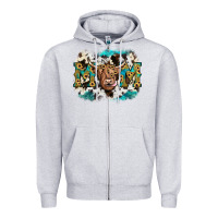 Heather Grey highland cow mom Zipper Hoodie - JahusDesignShop