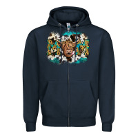Navy highland cow mom Zipper Hoodie - JahusDesignShop