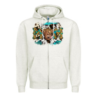 Oatmeal Heather highland cow mom Zipper Hoodie - JahusDesignShop