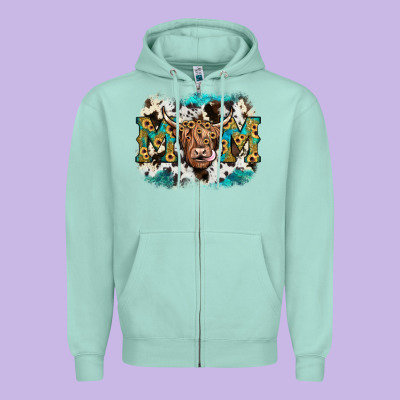 Highland Cow Mom Zipper Hoodie Designed By Jahusdesignshop