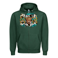 Sports Green highland cow mom Zipper Hoodie - JahusDesignShop