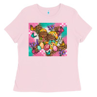 Bubblegum Pink Easter Bunnies And Egg Tumbler Ladies Tee - BundleAndBundleShop