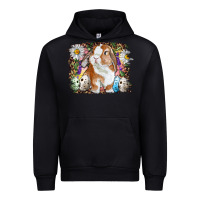 Black Easter Bunny With Quail Eggs And Daisy Urban Hoodie - RanaPortraitStore