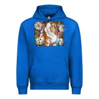 Cobalt Easter Bunny With Quail Eggs And Daisy Urban Hoodie - RanaPortraitStore