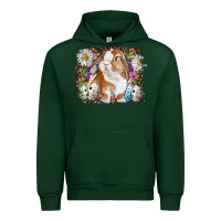 Forest Green Easter Bunny With Quail Eggs And Daisy Urban Hoodie - RanaPortraitStore