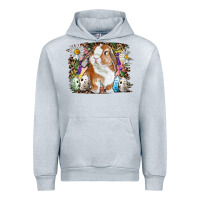 Heather Grey Easter Bunny With Quail Eggs And Daisy Urban Hoodie - RanaPortraitStore