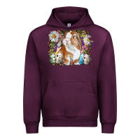 Mauve Wine Easter Bunny With Quail Eggs And Daisy Urban Hoodie - RanaPortraitStore