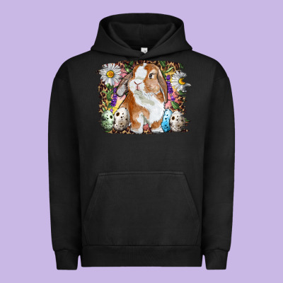 Easter Bunny With Quail Eggs And Daisy Urban Hoodie Designed By Ranaportraitstore