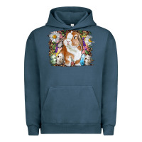 Pigment Midnight Navy Easter Bunny With Quail Eggs And Daisy Urban Hoodie - RanaPortraitStore