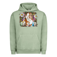 Pigment Oil Green Easter Bunny With Quail Eggs And Daisy Urban Hoodie - RanaPortraitStore