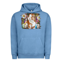 Pigment Pebble Blue Easter Bunny With Quail Eggs And Daisy Urban Hoodie - RanaPortraitStore