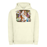 Pigment Pistachio Easter Bunny With Quail Eggs And Daisy Urban Hoodie - RanaPortraitStore