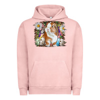Pigment Salmon Easter Bunny With Quail Eggs And Daisy Urban Hoodie - RanaPortraitStore