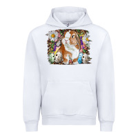 White Easter Bunny With Quail Eggs And Daisy Urban Hoodie - RanaPortraitStore