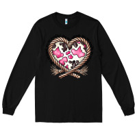 Black western cowhide heart Long Sleeve Tee - CowhideDigitalArt