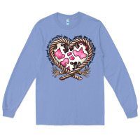 Colony Blue western cowhide heart Long Sleeve Tee - CowhideDigitalArt