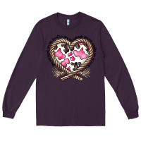 Plum western cowhide heart Long Sleeve Tee - CowhideDigitalArt
