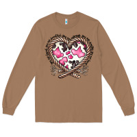 Toasted Coconut western cowhide heart Long Sleeve Tee - CowhideDigitalArt