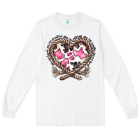 White western cowhide heart Long Sleeve Tee - CowhideDigitalArt