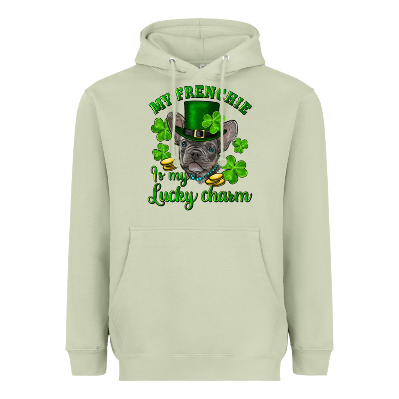 St.patricks Day My French Bulldog Is My Lucky Char Heavyweight Hoodie by RanaPortraitStore | Teevron