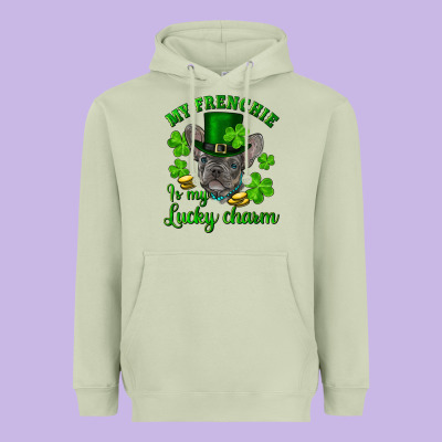 St.patricks Day My French Bulldog Is My Lucky Char Heavyweight Hoodie Designed By Ranaportraitstore