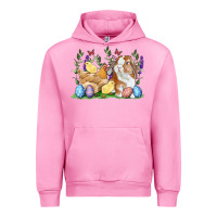 Fuchsia Pink Easter bunny and chicks with floral Urban Hoodie - RanaPortraitStore