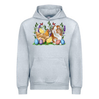 Heather Grey Easter bunny and chicks with floral Urban Hoodie - RanaPortraitStore