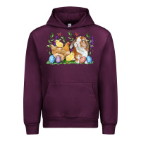 Mauve Wine Easter bunny and chicks with floral Urban Hoodie - RanaPortraitStore