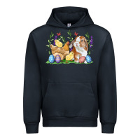 Navy Easter bunny and chicks with floral Urban Hoodie - RanaPortraitStore