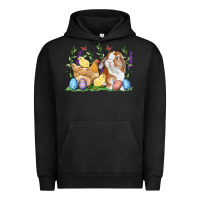 Pigment Black Easter bunny and chicks with floral Urban Hoodie - RanaPortraitStore