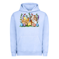 Pigment Grape Ice Easter bunny and chicks with floral Urban Hoodie - RanaPortraitStore