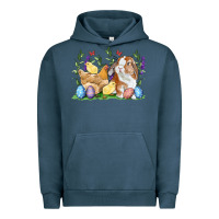 Pigment Midnight Navy Easter bunny and chicks with floral Urban Hoodie - RanaPortraitStore