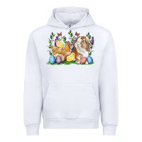 White Easter bunny and chicks with floral Urban Hoodie - RanaPortraitStore