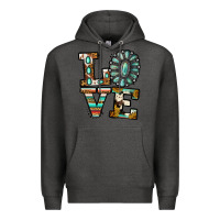 Charcoal Heather turquoise serape love Premium Hoodie - Jasminsmagicworld