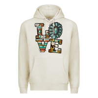 Oatmeal Heather turquoise serape love Premium Hoodie - Jasminsmagicworld