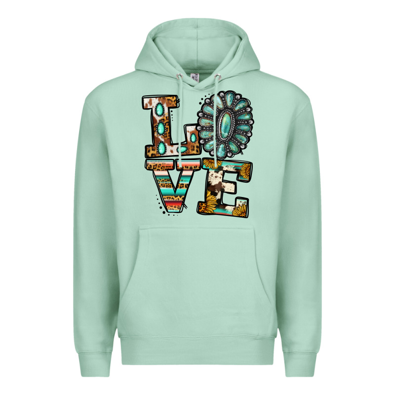 Turquoise Serape Love Premium Hoodie by Jasminsmagicworld | Teevron