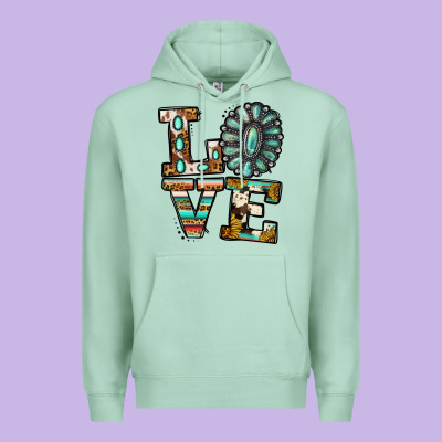 Turquoise Serape Love Premium Hoodie Designed By Jasminsmagicworld